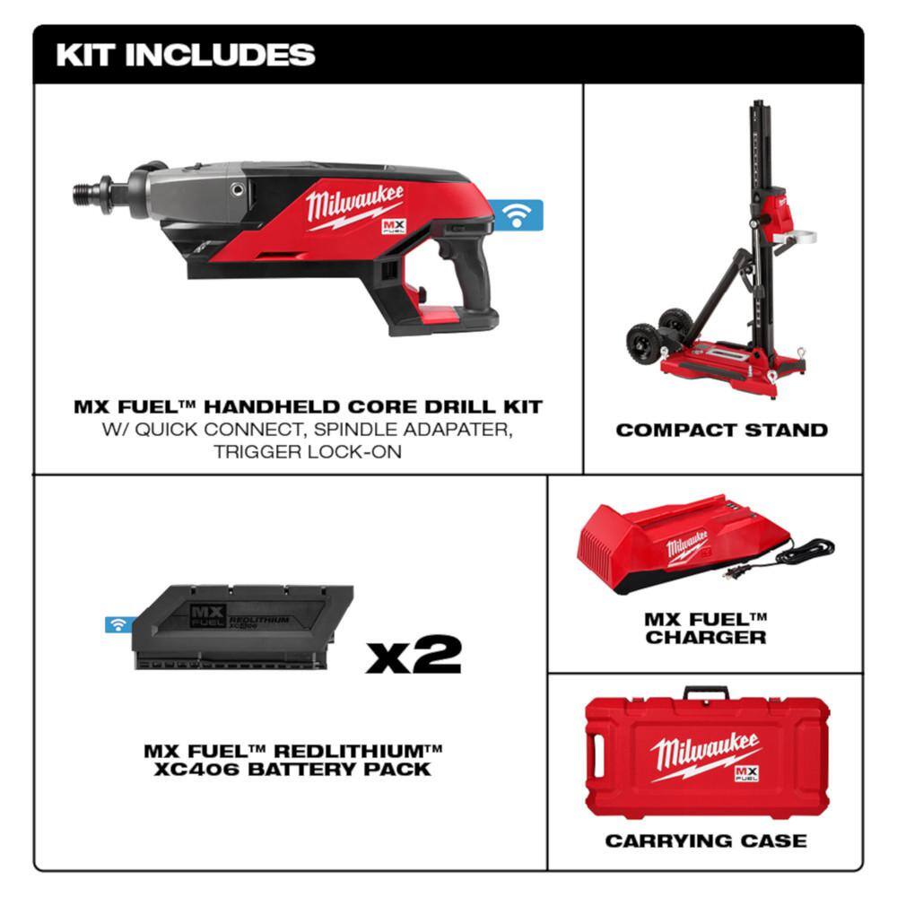 MX FUEL Lithium-Ion Cordless Handheld Core Drill Kit with Stand, 2 Batteries - View 2